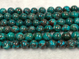 Chrysocolla 8MM Natural chrysocolla Round Beads, Healing stone , Length 16" Gemstone beads . Perfect round with brown matrix