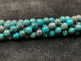 Chrysocolla 6MM  Natural chrysocolla Round Beads, Healing stone , Length 16" Gemstone beads . Perfect round with brown matrix