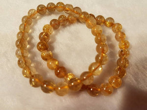 8MM Big Golden Rutile Round Beaded Bracelet . AAA Quality bracelet in 7.5 Inch stretch Bracelet