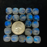 Moonstone 10M Cushion Cabs, Blue Moonstone , Rainbow Moonstone top Quality cut cushion Pack of 4 Pc.