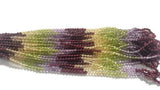 Multi Semi Precious Round beads, Garnet+Citrine+Amethyst + Perdidot 3.5 mm size , length 15'