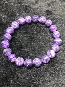 Charoite Bracelet 10 mm  - AAA Quality - Gemstone Beads - weight 67gm- Charoite Beads length 7.5 Inch Origin Russia- Charoite Round Bracelet