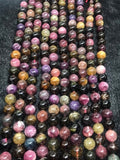 10MM Multi Tourmaline Round beads. Fine quality beads , Length 16 Inch  origin - Mozambique Perfect Round beads