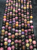 8MM Multi Tourmaline Round beads. Fine quality beads , Length 16 Inch  origin - Mozambique Perfect Round beads