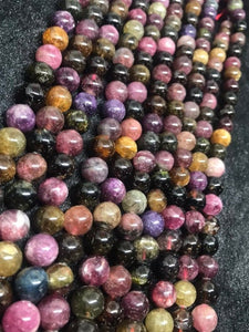 8MM Multi Tourmaline Round beads. Fine quality beads , Length 16 Inch  origin - Mozambique Perfect Round beads