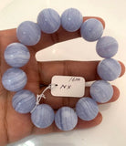 14mm Blue Lace Agate Round Beads Bracelet 7.5 Inch length -Top Quality- Blue Lace agate Bracelet - 100% Natural