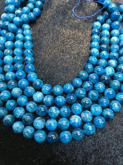 2 Strands Pack 10mm Neon Apatite Smooth Round, Perfect Round Beads- 40cm Length of each strand