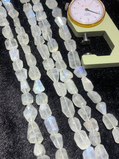 Rainbow Moonstone Faceted Nugget Beads, 10x11MM Approx. Rainbow Moonstone Faceted Tumble, Length 10 Inch- AAA Quality Beads