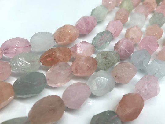 12X18MM Morganite faceted Nugget Beads, Length 40 cm- Free Form Morganite faceted Beads