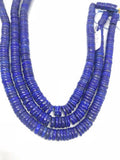 10MM Lapis lazuli Smooth Heishi , Dark Blue Fine Quality , Length in 15 " natural Lapis not dyed