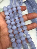 10mm Blue Lace Agate Faceted Round Beads, 15 Inch Strand- Top Quality , Good faceted .