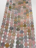 6MM Morganite and Aquamarine faceted Round AA grade, , Length 15.5" Machine cut top quality round beads.