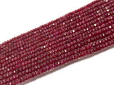 Ruby Faceted Roundel beads 3-4M MM Top Quality Beads , Length 16" . Precious stone beads, Ruby gemstone roundel