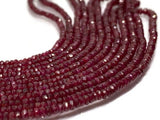 Ruby Faceted Roundel beads 3-4M MM Top Quality Beads , Length 16" . Precious stone beads, Ruby gemstone roundel