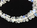 10 Inches Transparent Quality,Rainbow Moonstone Faceted Drops, Rainbow Briolettes, 5.5x8MM TO 8X13MM Graduate size 171 CARATS Super Quality