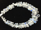 Rainbow Moonstone 5X7MM  Faceted Drops, Rainbow Briolettes,  Super Quality , Blue Flash Moonstone with transparent quality , Length 8 Inch