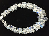 Rainbow Moonstone 4X6MM  Faceted Drops, Rainbow Briolettes,  Super Quality , Blue Flash Moonstone with transparent quality , Length 8 Inch