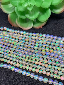 Ethiopian Opal Round 4-6M Beads,16 Inches Strand,Superb Quality,Natural Ethiopian Opal round beads , code #8 Precious gemstone, lots of fire