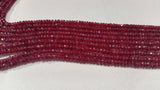 Ruby Glass Filling faceted Beads 3mm length in 16 Inch, precious stone beads