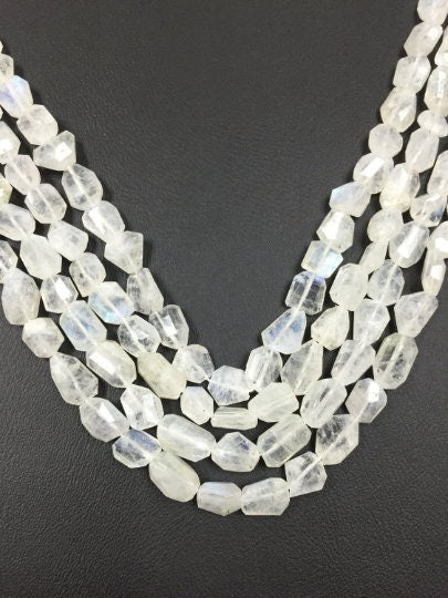 Rainbow Moonstone Faceted Nugget Beads, 6X10mm Approx Size, Rainbow Moonstone Faceted Tumble