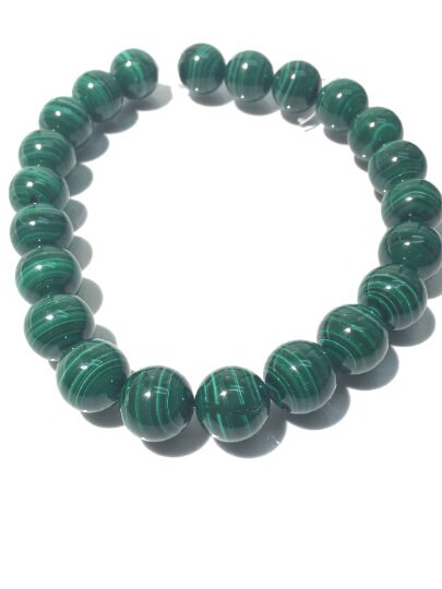 16MM Malachite Round Beads , Length of strand 40 Cm - Top Quality Beads- Malachite Beads - Dark Green Color- AAA Quality