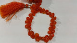 Carnelian Faceted 6MM Heart Shape Briolette , Natural gemstone , orange agate faceted briolette .length 8"