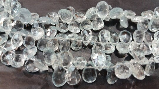 Blue Aquamarine faceted Pear shape 7x9mm , Natural Aquamarine in nice blue color, length in 8 Inch