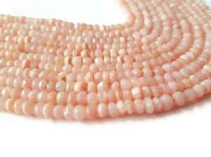 2 Strands Pack Pink Opal Faceted Rondelles 4-4.5MM  size, Super Quality , Natural Pink Opal beads  ,length 13.5"