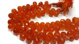 Carnelian faceted Drop 9x13MM briolette , length in 8 Inch Carnelian Faceted Shape, Briolette , orange agate