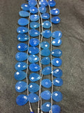 Blue Chalcedony Faceted Pear  Briolettes , blue chalcedony Pear shape, Briolettes length 8 Inch. 10X14MM size