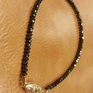 Black Diamond Faceted, Diamond Beads AAA Quality, Good Shining , Length 7" Small size diamond 2-2.5mm , Diamond Bracelet