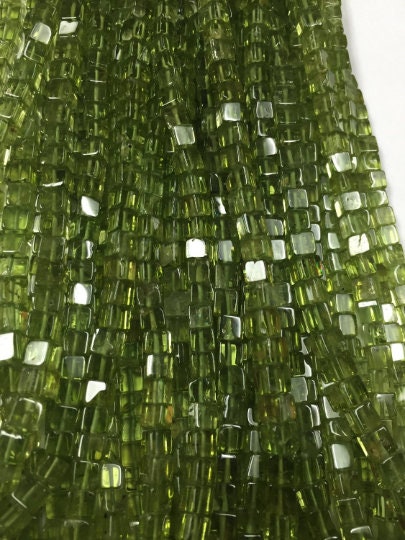 Peridot Smooth Box 4MM size , natural peridot in AAA Quality , Length 15 Inch . Gemstone shape