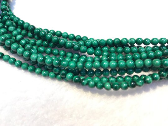 4MM Malachite Round Beads , Length of strand 15.5 