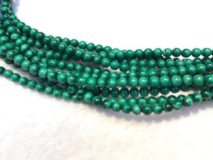 4MM Malachite Round Beads , Length of strand 15.5 " top Quality , Natural Malachite Round