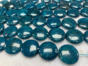20 MM Neon Apatite Coins - 40 cm Length - AAA Quality - Neon Apatite Shape Beads , Dyed Apatite beads.