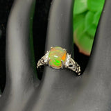 925 Silver Ring -Ethiopian Opal Ring- Opal Gemstone Ring -Opal Engagement Ring-October Birthstone Silver Adjustable Ring Code #02