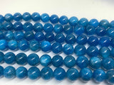 10mm Neon Apatite Smooth Round, AAA Quality -Perfect Round Beads- 40cm Length -Nice Blue Color