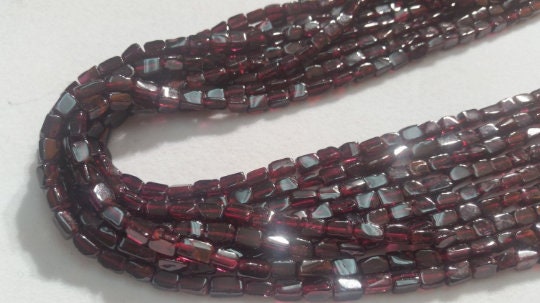 Garnet Smooth Rectangular Shape , Size 4x6MM Length of Strand 16