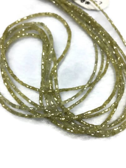 50% OFF Natural Diamond Faceted Cylindrical Beads Size 1.5-2 mm Light Yellow Color Approx 11 Cts (ON Request Can Make Necklace & Bracelet)