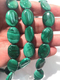 12X16mm Malachite Oval Beads , Length of strand 40 cm - Top Quality , Natural Malachite Beads- Dark Green Color
