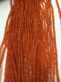 5 Strands- Carnelian Faceted Rondelles 3mm, length 14 Inches , Top Quality