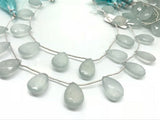 12X18 MM Aqua Jade faceted Pear Briolette 8" Strand, Top Quality pear shape.Gemstone Briolettes