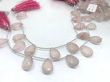 12X18 MM Pink Jade faceted Pear Briolette 8" Strand, Top Quality pear shape.Gemstone Briolettes