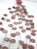 12X18 MM Strawberry Quartz faceted Pear Briolette 8" Strand, Transparent Top Quality pear shape. Natural Stone