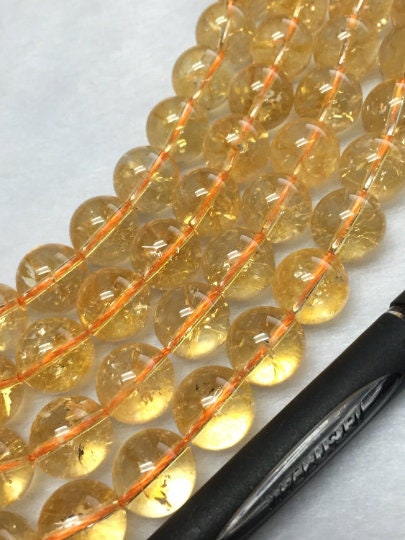 14MM Genuine Citrine Quartz Round Beads size, Super AAA Quality , 15.5 Inch Strand Wholesale Price