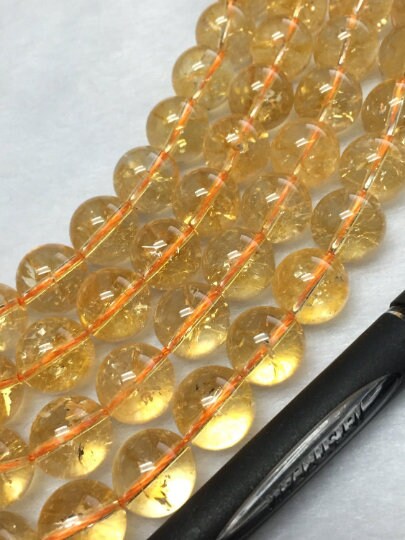 14MM Genuine Citrine Quartz Round Beads size, Super AAA Quality , 15.5 Inch Strand Wholesale Price