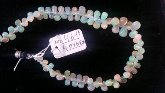 Ethiopian Opal Drop shape 4-5X 5-8mm, 8 Inch Strand, Superb-Finest Quality,