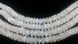 7.5 mm RAINBOW MOONSTONE Faceted Roundel Shape, AAA Quality , Blue Fire Moonstone , Length 10"