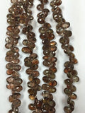 Andalusite Faceted Pear Briolettes 5x7-6x8MM AAA Quality . 8 Inch Strand,