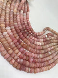 8mm Peruvian Pink Opal faceted Roundel, Top quality beads , Length 10 Inch , Pink Opal , shaded pink Opal